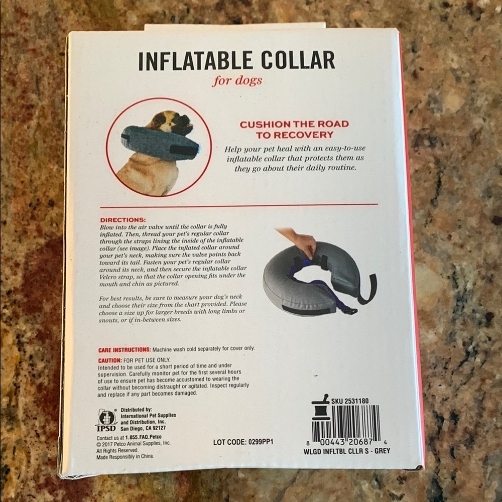 Well & Good Inflatable Dog Collar - Gray - Picture 3 of 4